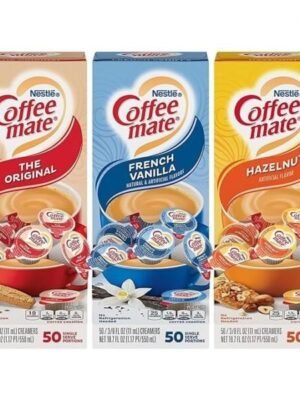 Nestle Coffee Mate Creamer Singles Variety Pack. Original. French Vanilla. Hazelnut. Non Dairy. No Refrigeration. 150 Count (Pack of 3)